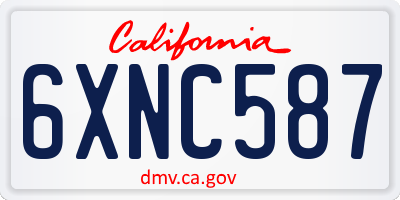 CA license plate 6XNC587