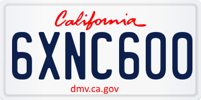 CA license plate 6XNC600