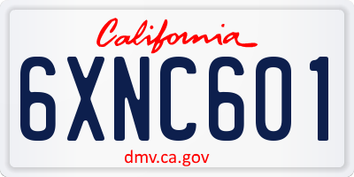 CA license plate 6XNC601