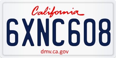 CA license plate 6XNC608
