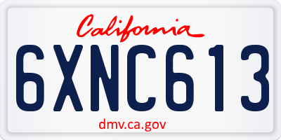 CA license plate 6XNC613