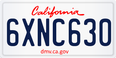 CA license plate 6XNC630