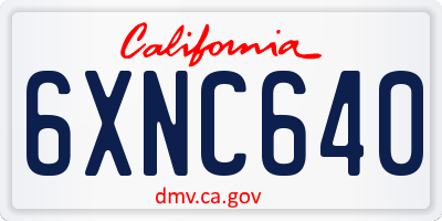 CA license plate 6XNC640