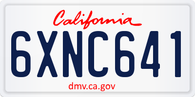 CA license plate 6XNC641