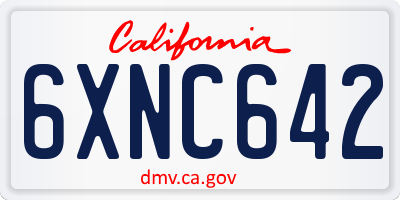 CA license plate 6XNC642