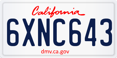 CA license plate 6XNC643