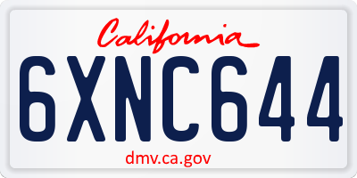 CA license plate 6XNC644