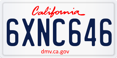CA license plate 6XNC646