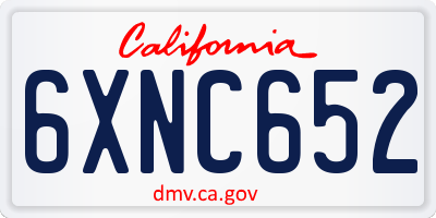 CA license plate 6XNC652