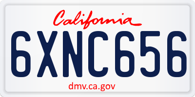 CA license plate 6XNC656