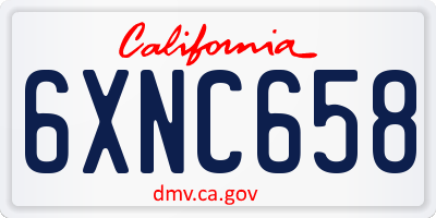 CA license plate 6XNC658