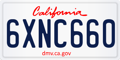 CA license plate 6XNC660