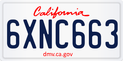 CA license plate 6XNC663