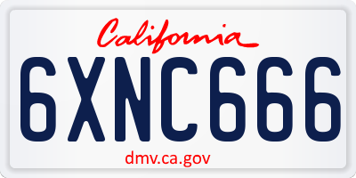 CA license plate 6XNC666