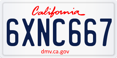 CA license plate 6XNC667