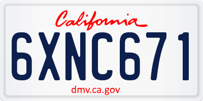 CA license plate 6XNC671