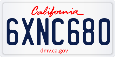 CA license plate 6XNC680