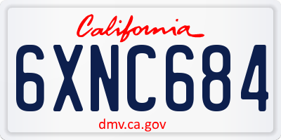 CA license plate 6XNC684