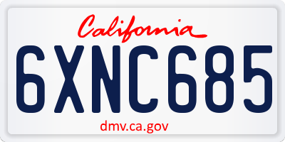 CA license plate 6XNC685