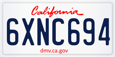 CA license plate 6XNC694