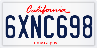 CA license plate 6XNC698