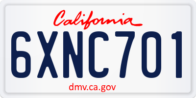 CA license plate 6XNC701