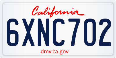 CA license plate 6XNC702