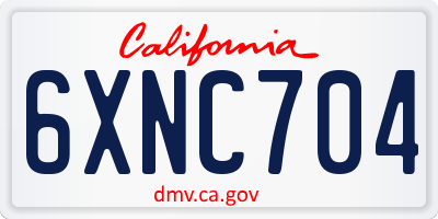 CA license plate 6XNC704