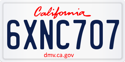 CA license plate 6XNC707