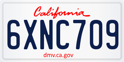CA license plate 6XNC709