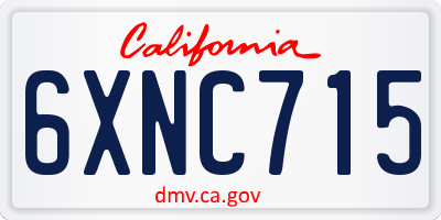 CA license plate 6XNC715