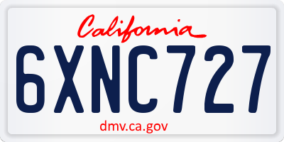 CA license plate 6XNC727