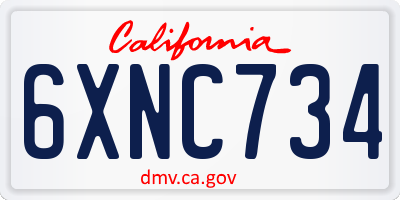CA license plate 6XNC734