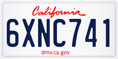CA license plate 6XNC741