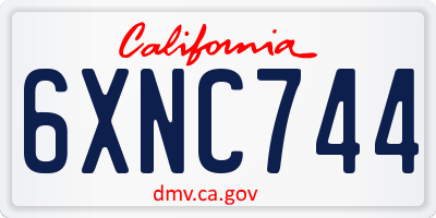 CA license plate 6XNC744