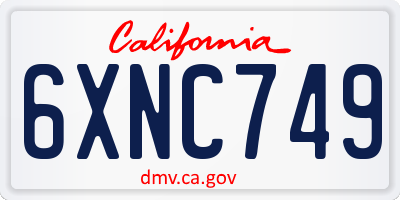 CA license plate 6XNC749