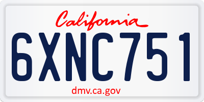CA license plate 6XNC751