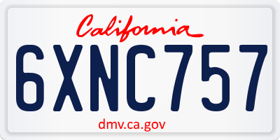 CA license plate 6XNC757