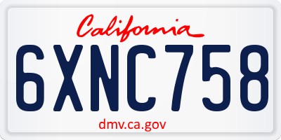CA license plate 6XNC758