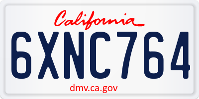 CA license plate 6XNC764