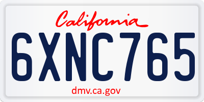 CA license plate 6XNC765