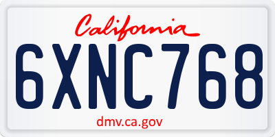 CA license plate 6XNC768