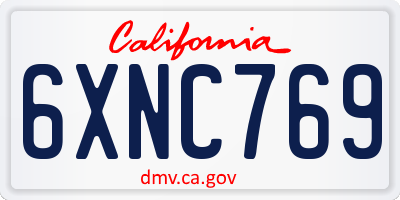 CA license plate 6XNC769