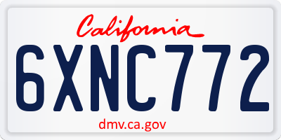 CA license plate 6XNC772