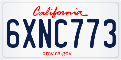 CA license plate 6XNC773