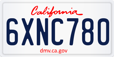 CA license plate 6XNC780