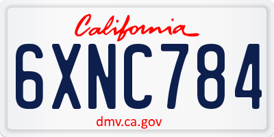 CA license plate 6XNC784