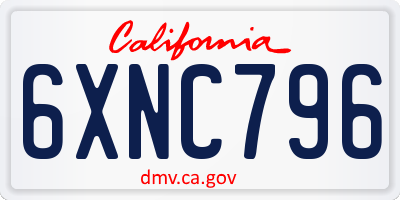 CA license plate 6XNC796