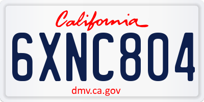 CA license plate 6XNC804