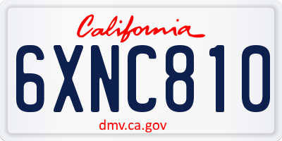 CA license plate 6XNC810